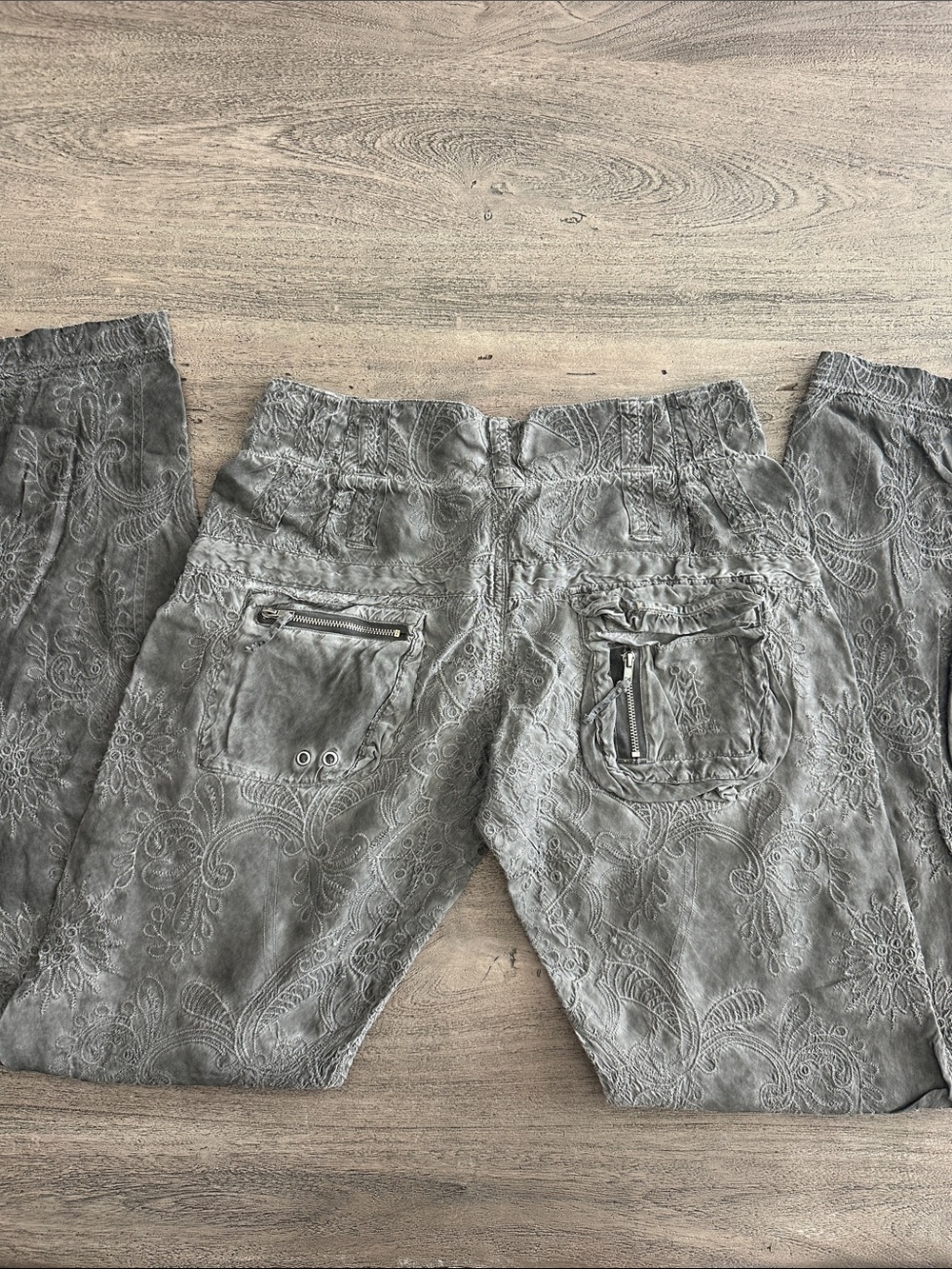 Unisex Johnny Was Pete & Greta Gray Cargo Pants with lots of Pockets size 0 - Picture 5 of 14